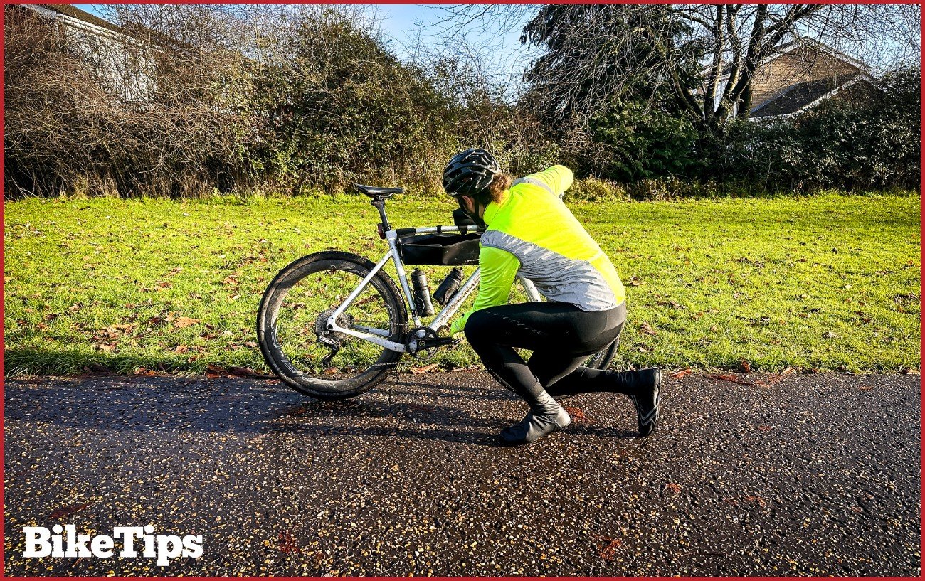 Checking my bike over following a speed wobble.