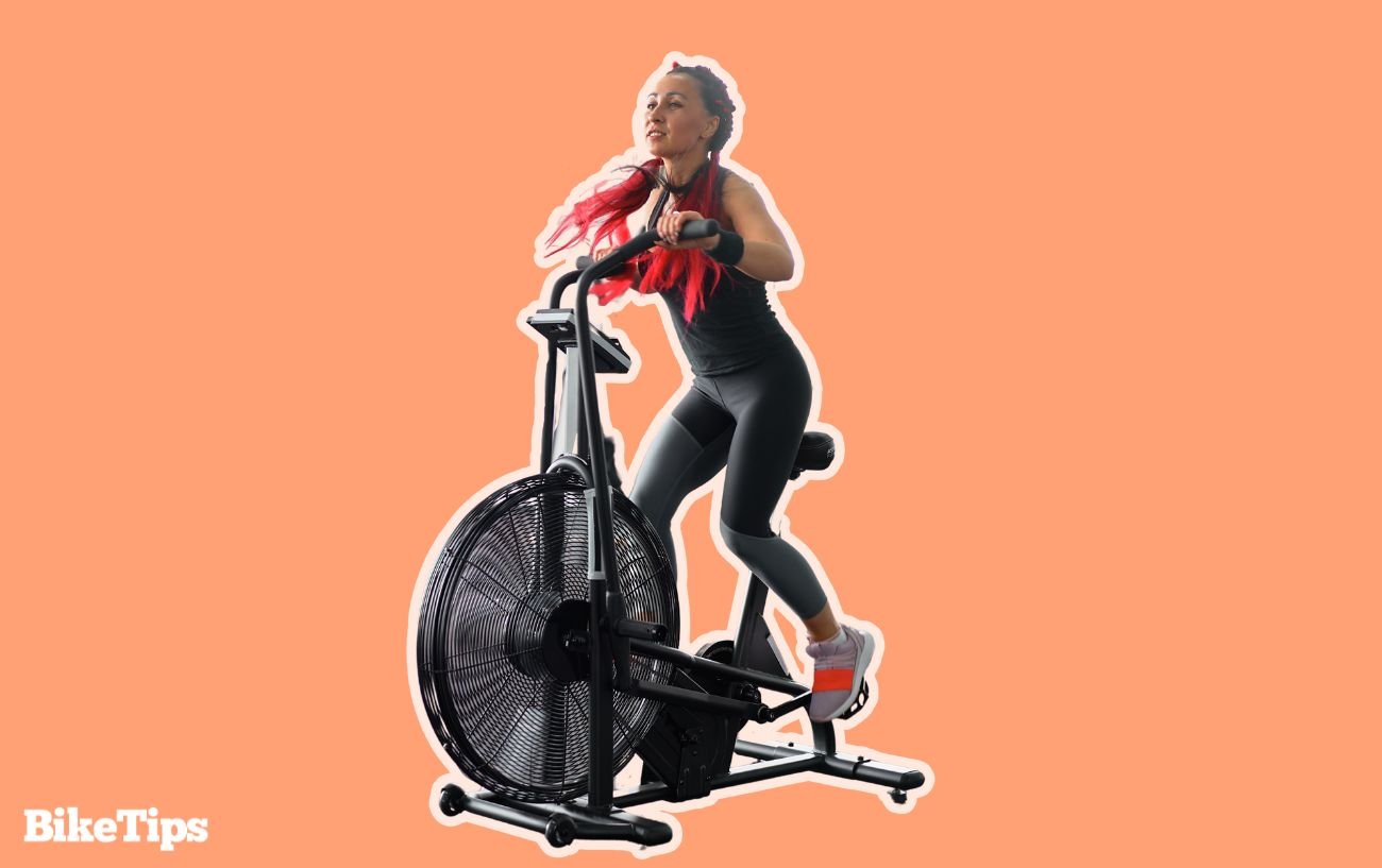 Air bike on an orange background.