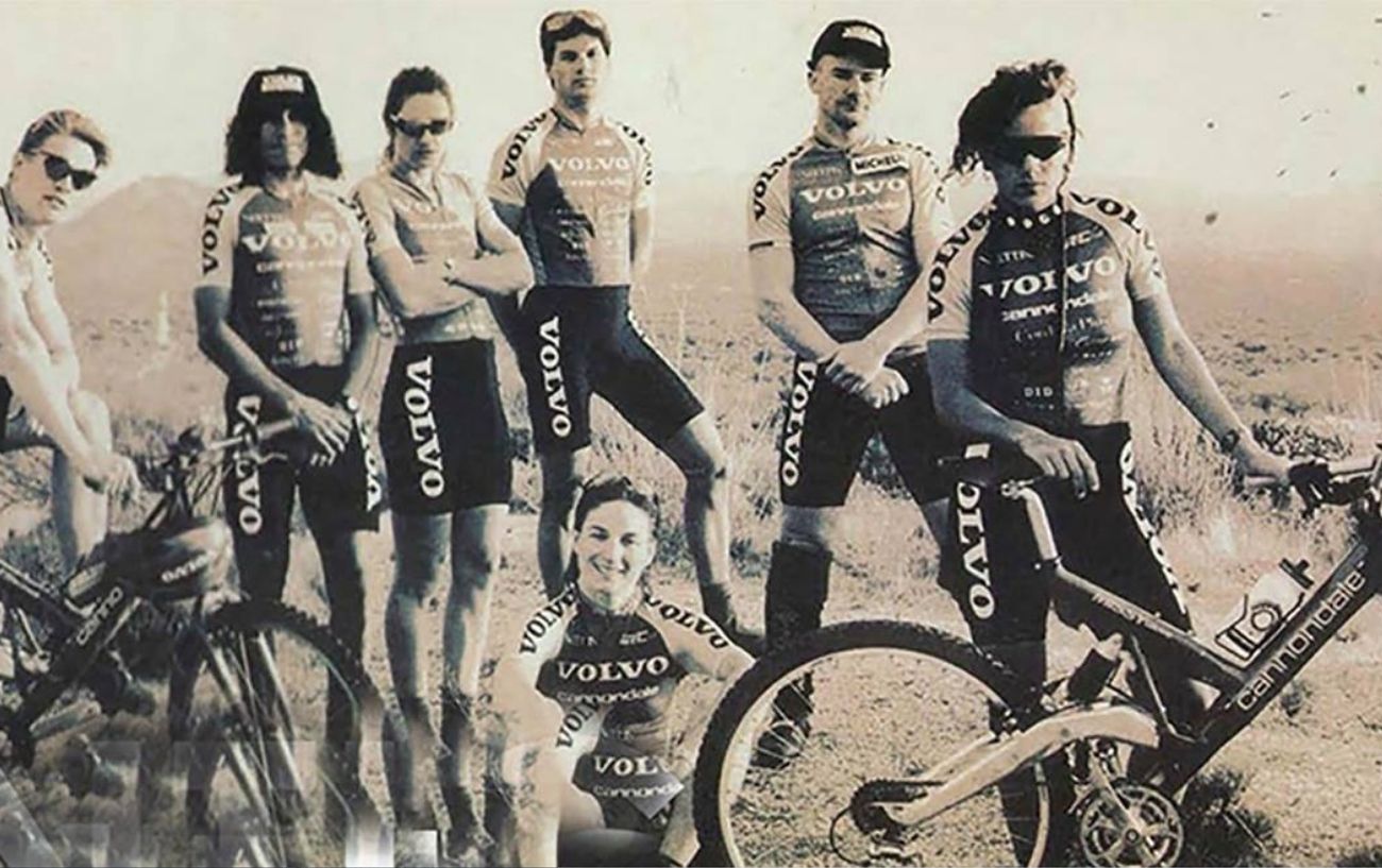 Old photo of racers for cannondale cycling.