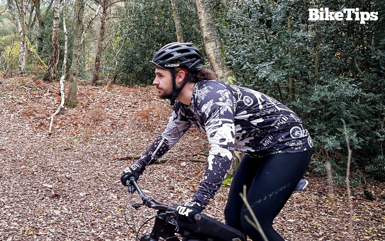 I demonstrate how a bike helmet should fit on my mountain bike.