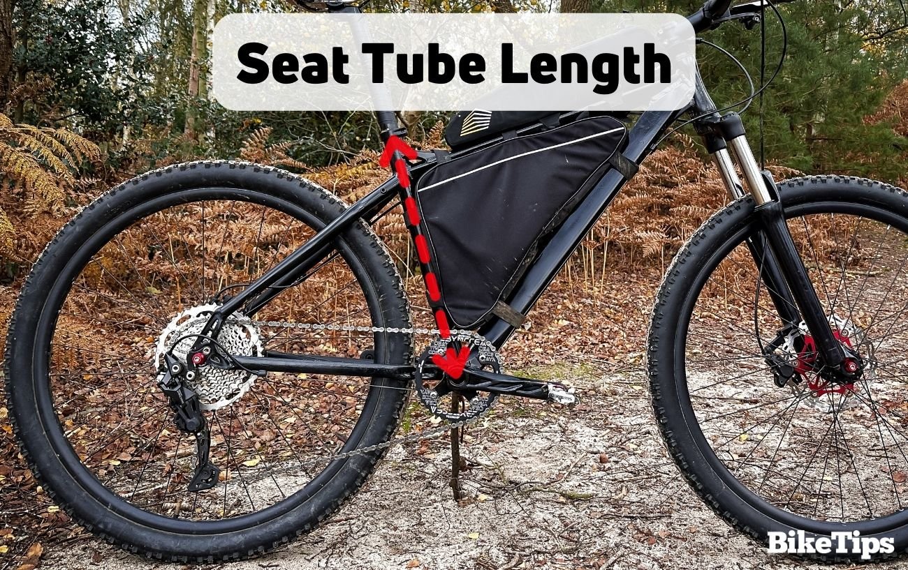 Diagram demonstrating seat tube length on a mountain bike.