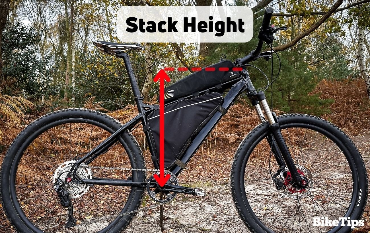 Diagram demonstrating stack height on a mountain bike.