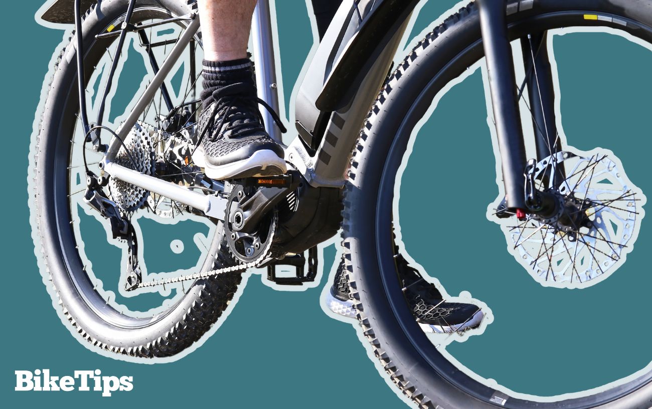Close-up of the frame of an eBike.