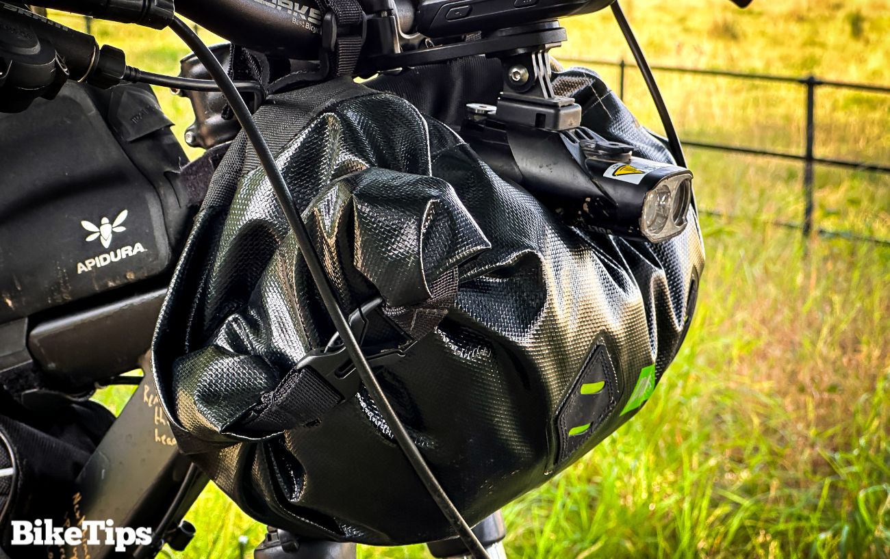 Handlebar pack as part of my bikepacking bag setup.