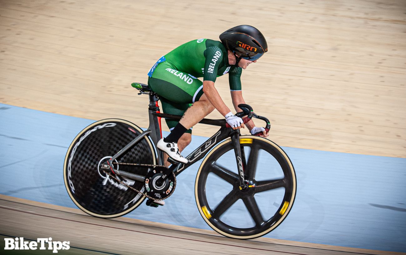 Lydia Gurley 1 Lydia Gurley racing for Ireland at the 2019/20 Track Cycling World Cup on a track bike.