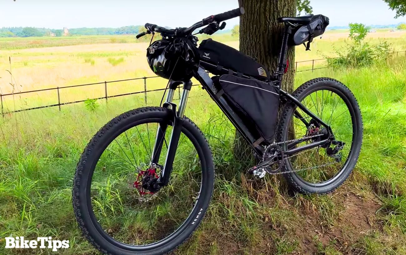 My mountain bike set up with bikepacking bags.