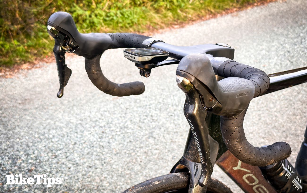 Close-up of my road bike, ready to demonstrate how to adjust handlebar height.