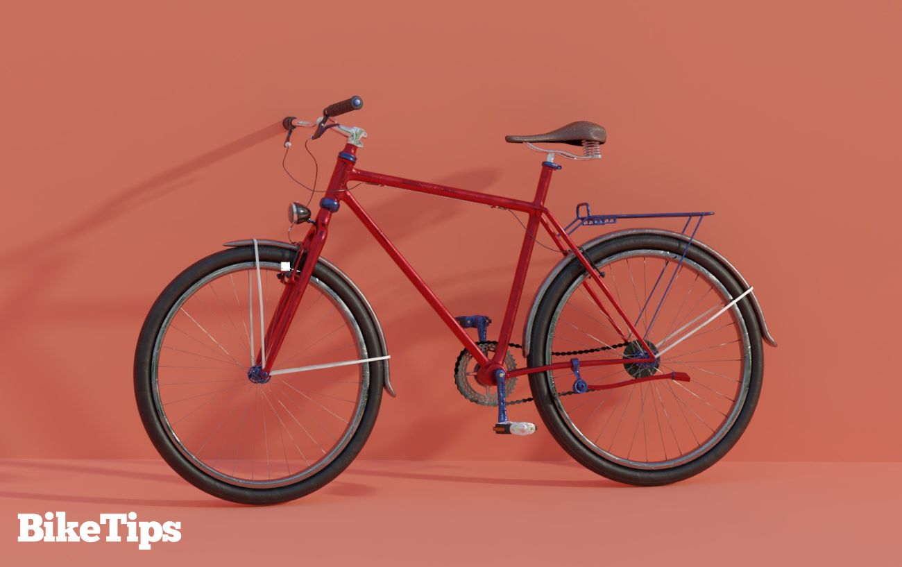 Hybrid bike fitted with mudguards, a rear rack, and a kickstand.