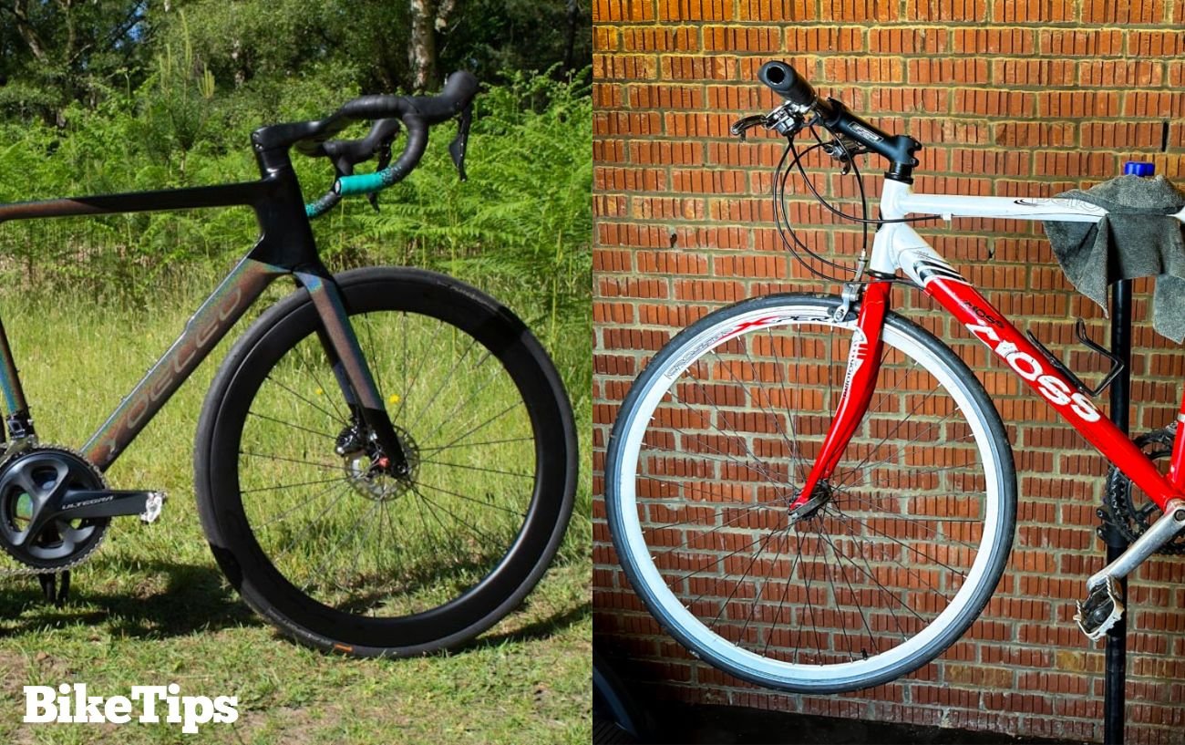 Graphic comparing a Road Bike Vs Hybrid Bike