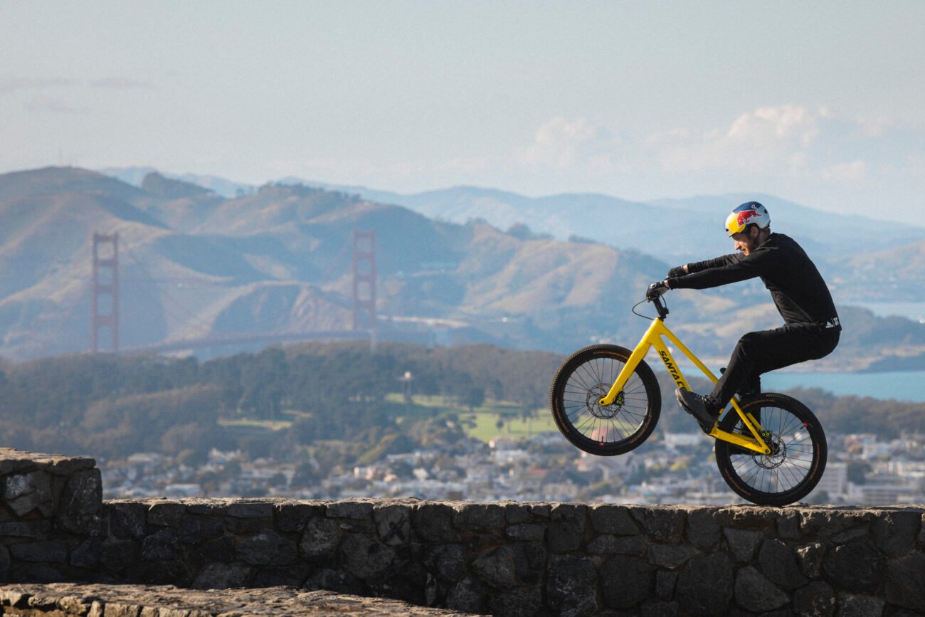 6 Brilliant Bike Tricks To Progress Your Riding 1 Legendary stunt cyclist Danny MacAskill wheelies on a wall in California.