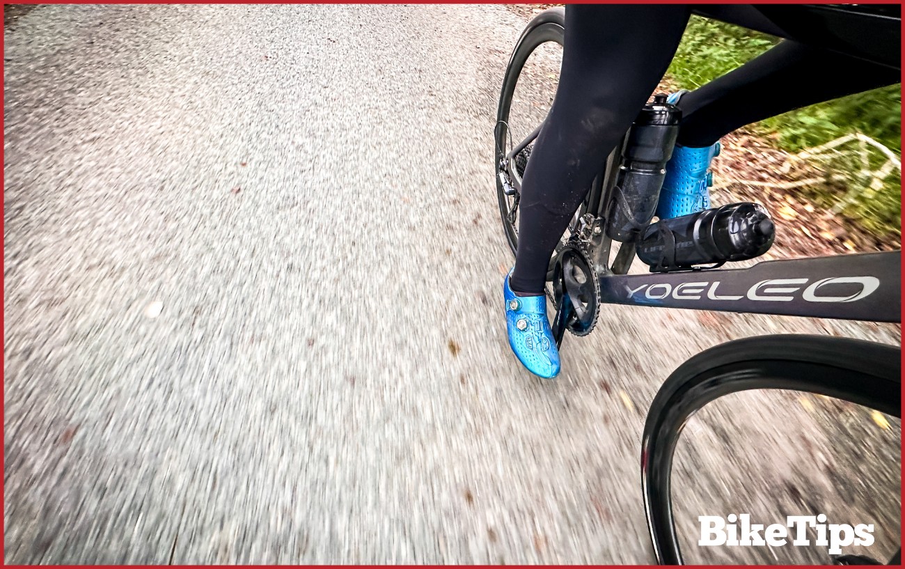 Me riding my road bike with 170 mm crank arms.