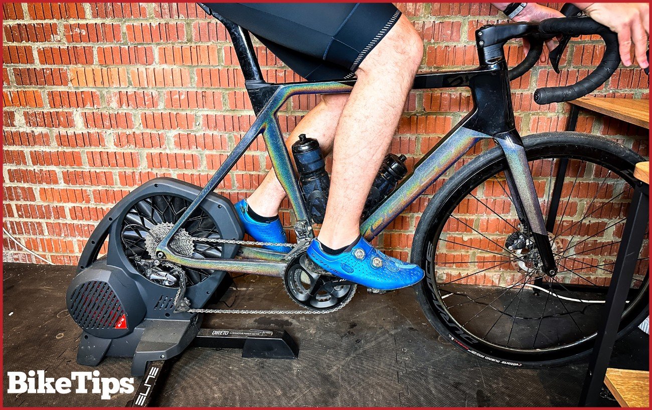 A cyclist on a turbo trainer.