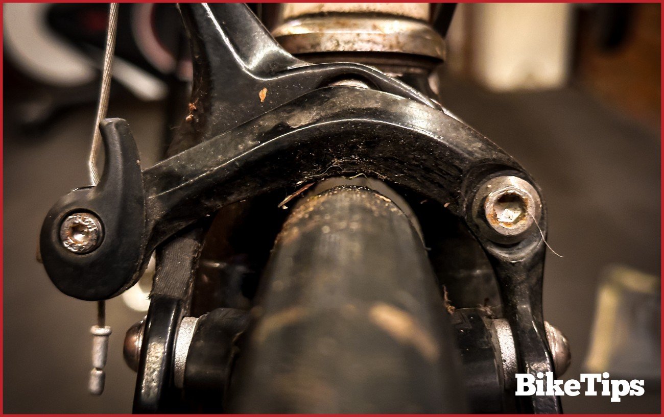 Small clearance on a classic road bike.