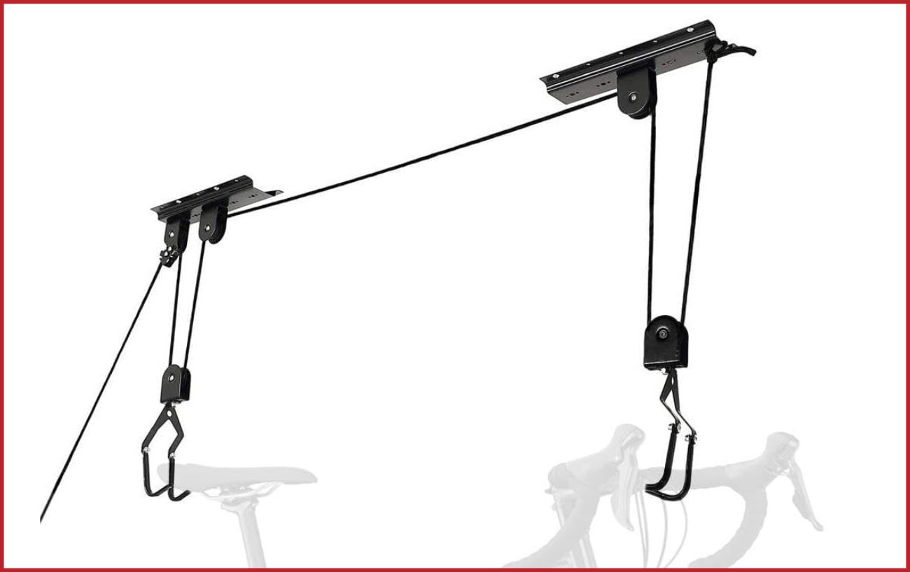 How to hang a bike from the wall with a hoist.