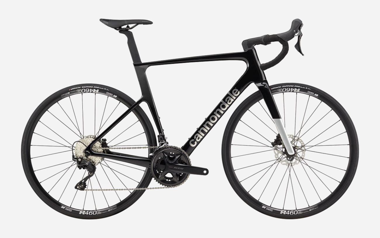 Cannondale SuperSix Evo on a beige background.