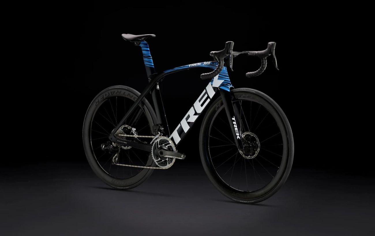 Trek Madone on a black background.