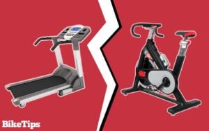 Exercise Bike Vs Treadmill: Title Graphic on red background