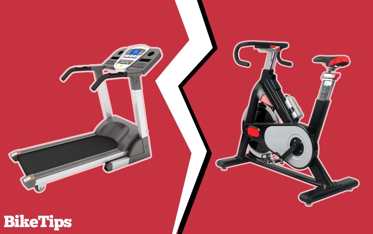 Exercise Bike Vs Treadmill: Title Graphic on red background