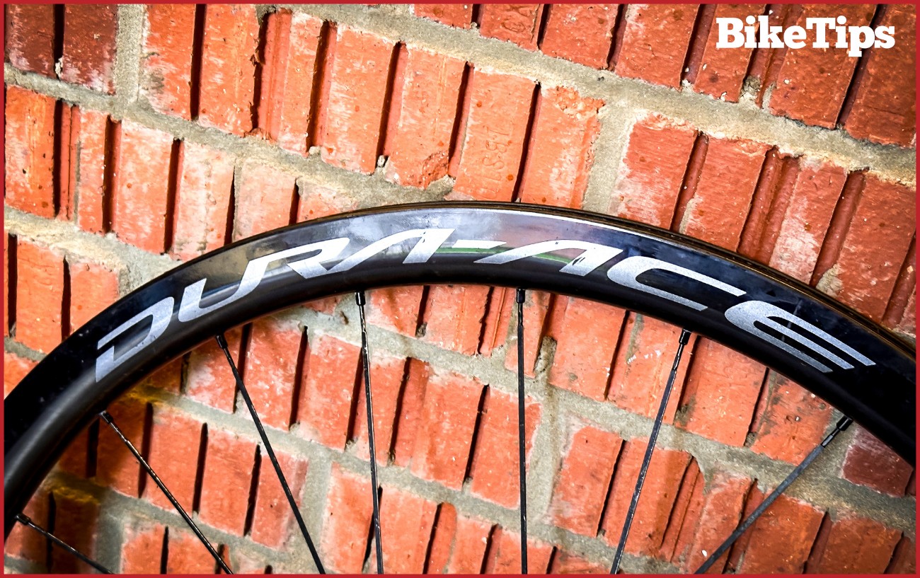 A Dura Ace Carbon Bike Wheel Rim.