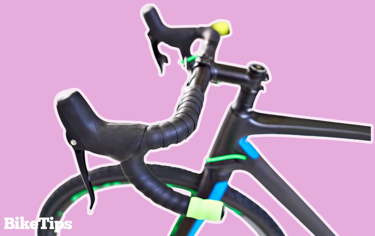 Compact handlebars on a road bike.