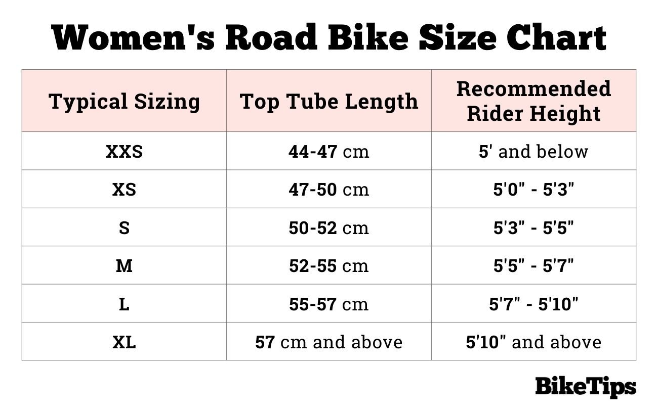 Women's Road Bike Size Chart