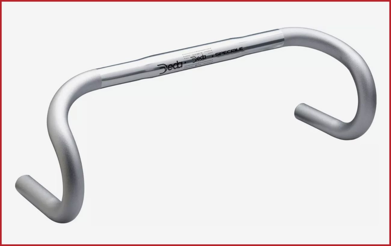 Traditional road bike drop handlebars.
